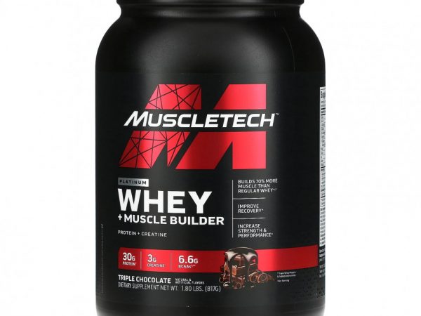 MuscleTech, Platinum Whey + Muscle Builder, тройной шоколад, 817 г (1,8 фунта)