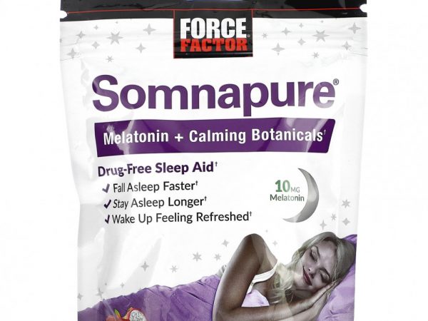 Force Factor, Somnapure, мелатонин и успокаивающие растительные ингредиенты, ягоды сна, 30 жевательных таблеток