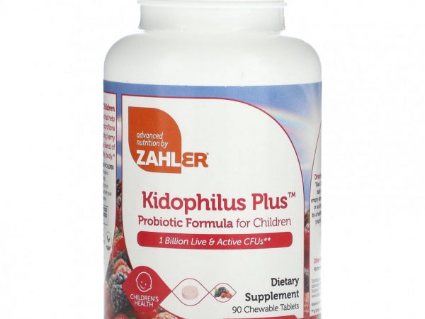Zahler, Kidophilus Plus, пробиотическая смесь для детей, ягоды, 1 млрд КОЕ, 90 жевательных таблеток