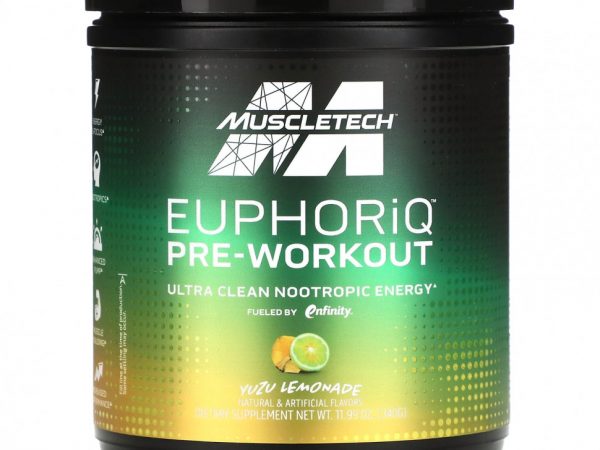MuscleTech, EuphoriQ, предтренировочный комплекс, лимонад юдзу, 340 г (11,99 унции)