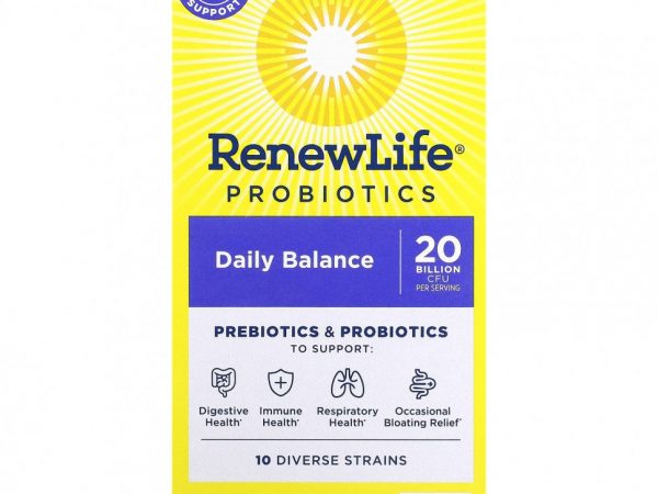 Renew Life, Пробиотики, Daily Balance, 60 вегетарианских капсул