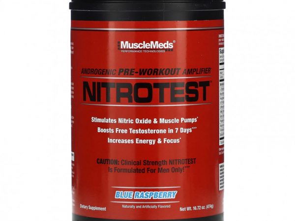 MuscleMeds, Nitrotest, андрогенный усилитель перед тренировкой, голубая малина, 474 г (16,72 унции)