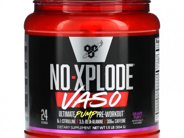 BSN, No-Xplode VASO, Ultimate Pump перед тренировкой, Grape Fury, 504 г (1,11 фунта)
