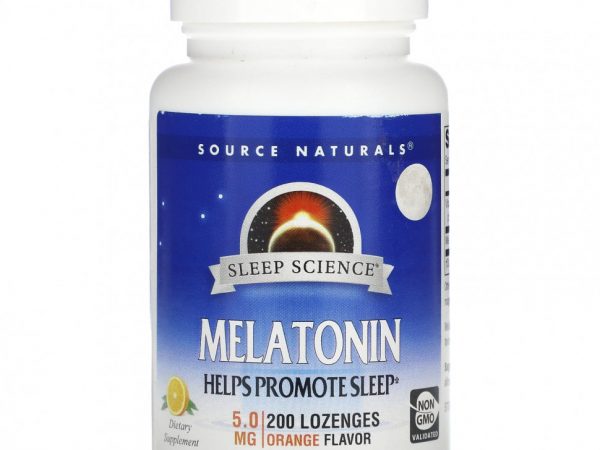 Source Naturals, Мелатонин, апельсин, 5 мг, 200 пастилок