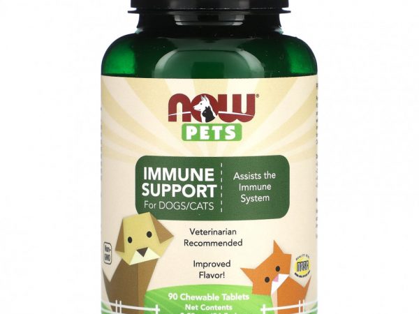 NOW Foods, Pets, поддержка иммунитета, для собак и кошек, 90 жевательных таблеток, 94,5 г (3,33 унции)