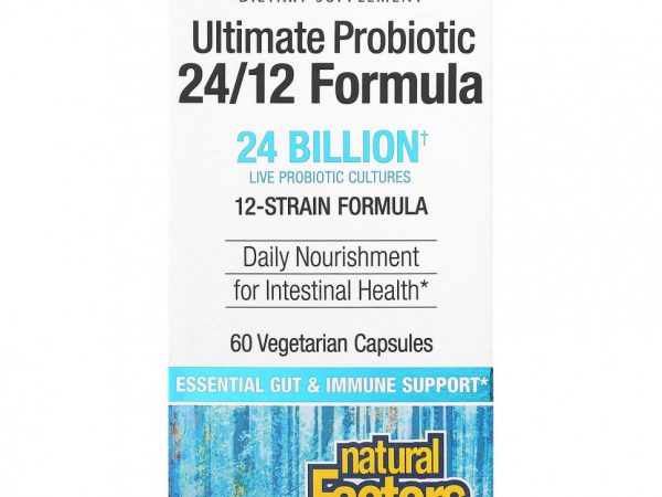 Natural Factors, Ultimate Probiotic, 24/12 Formula, 24 млрд КОЕ, 60 вегетарианских капсул