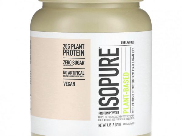 Isopure, Протеиновый порошок на растительной основе, без добавок, 521 г (1,15 фунта)
