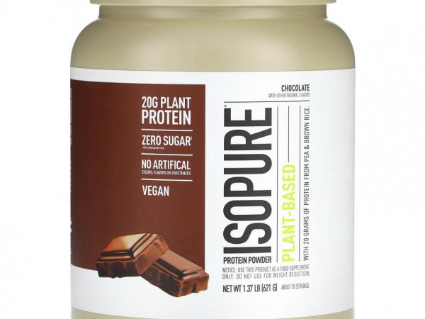 Isopure, Растительный протеиновый порошок, шоколад, 621 г (1,37 фунта)