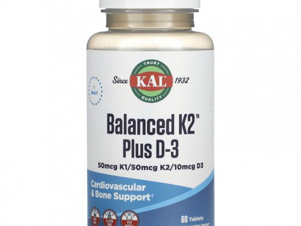 KAL, Balanced K2 Plus D3, 60 Tablets
