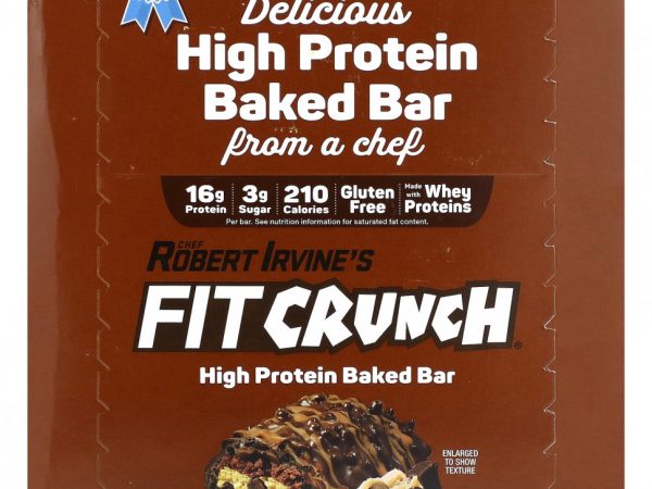 FITCRUNCH, Запеченный батончик с высоким содержанием протеина, тесто для шоколадного печенья, 9 батончиков, 46 г (1,62 унции)