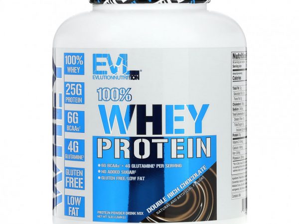 EVLution Nutrition, 100% сывороточный протеин, шоколад двойного насыщения, 2,268 кг (5 фунтов)