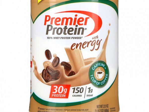 Premier Protein, 100% порошок из сывороточного протеина, латте для кофе, 680 г (1 фунт 7 унций)