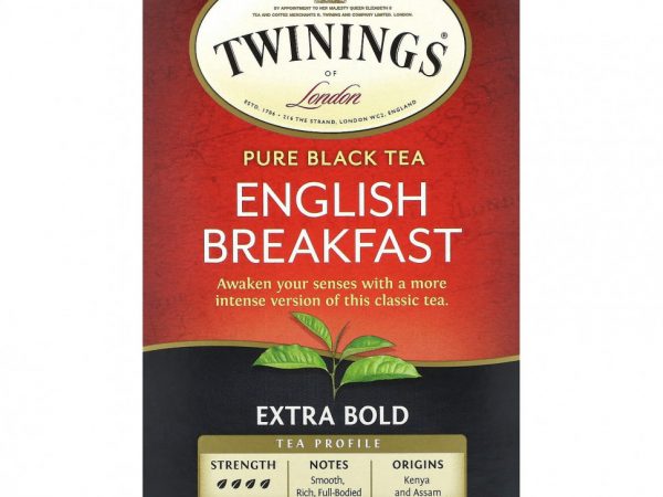 Twinings, Pure Black Tea, English Breakfast, Extra Bold, 20 чайных пакетиков, 50 г (1,76 унции)