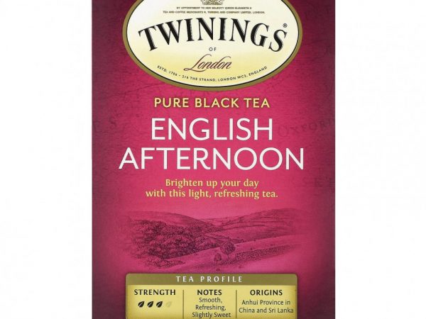 Twinings, Чистый черный чай, английский полдник, 20 чайных пакетиков, 40 г (1,41 унции)