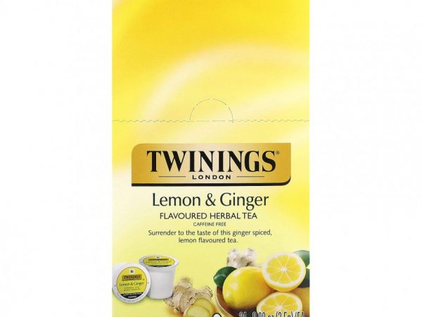 Twinings, Травяной чай, лимон и имбирь, без кофеина, 24 капсулы по 2,5 г (0,08 унции)