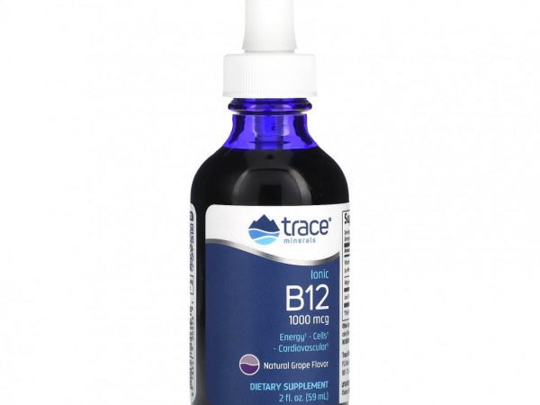 Trace Minerals ®, Ionic B12, натуральный виноград, 1000 мкг, 59 мл (2 жидк. Унции)