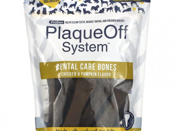 ProDen, PlaqueOff System, Dental Care Bones, для собак, курица и тыква, 13 костей, 482 г (17 унций)