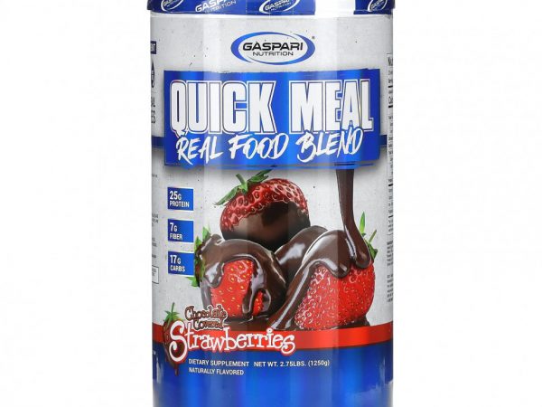 Gaspari Nutrition, Quick Meal, смесь натуральных продуктов, клубника в шоколаде, 1250 г (2,75 фунта)