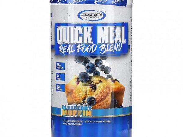 Gaspari Nutrition, Quick Meal, смесь натуральных продуктов, кексы с голубикой, 1250 г (2,75 фунта)