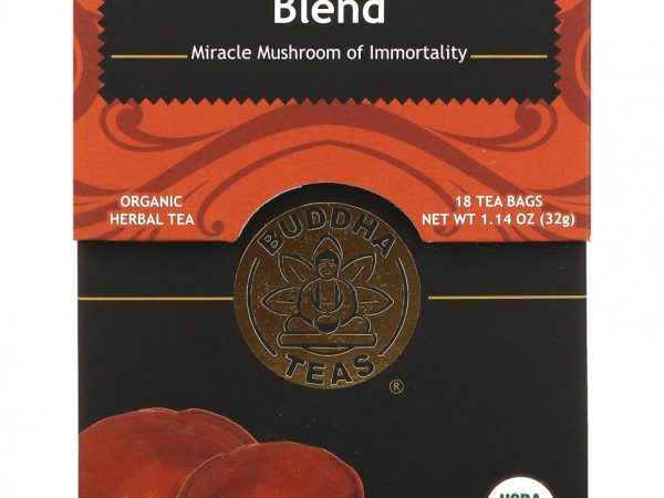Buddha Teas, Organic Herbal Tea, смесь грибов рейши, без кофеина, 18 чайных пакетиков, 32 г (1,14 унции)