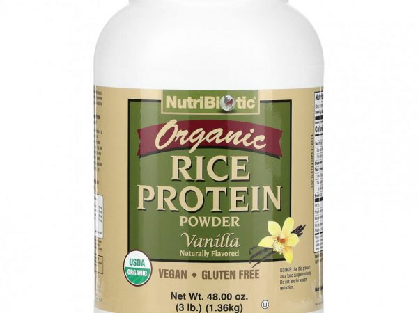 NutriBiotic, Сырой натуральный рисовый белок с ванилью, 3 фунта (1.36 кг)
