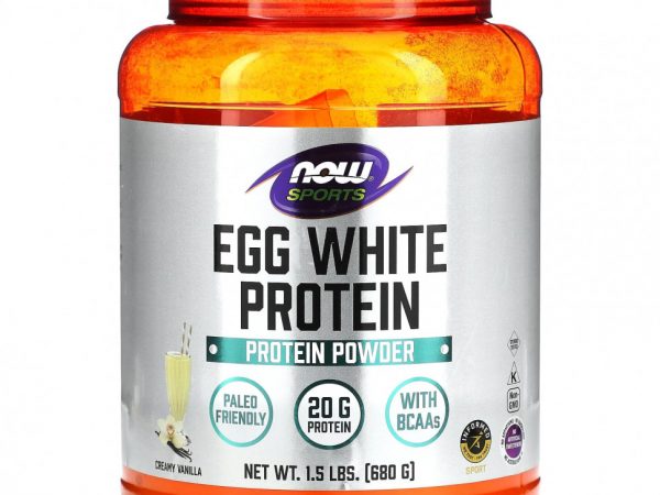 NOW Foods, Протеин яичного белка, без сахара, ванильный крем, 1,5 фунта (680 г)