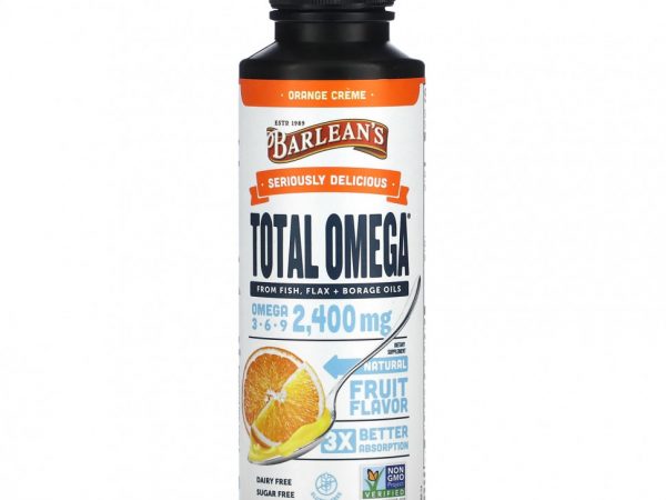 Barlean's, Seriously Delicious, Total Omega, апельсиновый крем, 2400 мг, 227 г (8 унций)
