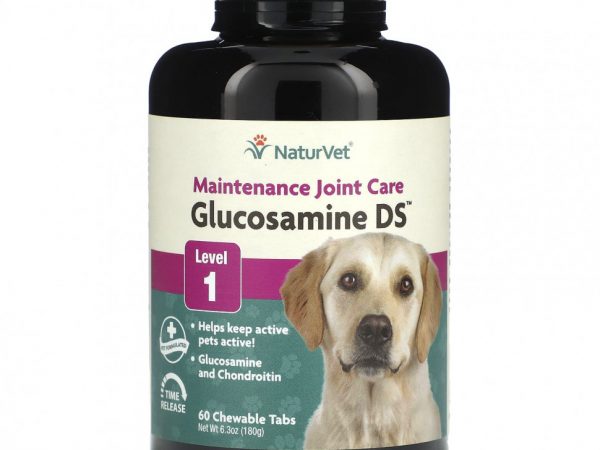 NaturVet, Glucosamine DS, поддерживающий уход за суставами, уровень 1, 60 жевательных таблеток, 180 г (6,3 унции)