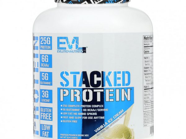 EVLution Nutrition, Stacked Protein, ванильное мороженое, 2268 кг (5 фунтов)