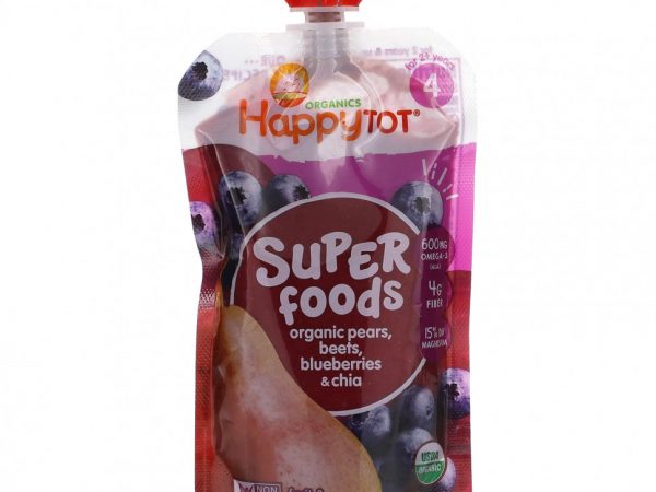 Happy Family Organics, Happytot, Superfoods, от 2 лет, органические груши, свекла, голубика и чиа, 120 г (4,22 унции)
