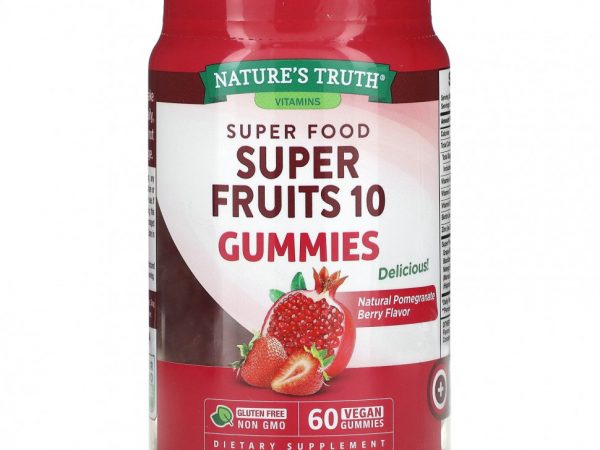 Nature's Truth, Super Fruits, 10 жевательных мармеладок, натуральные ягоды граната, 60 веганских жевательных мармеладок