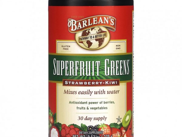 Barlean's, Superfruit Greens, клубника и киви, 270 г (9,52 унции)