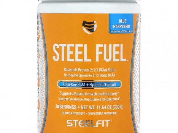 SteelFit, Steel Fuel, универсальное средство с разветвленной цепью (BCAA + Hydration Formula), голубая малина, 330 г (11,64 унции)