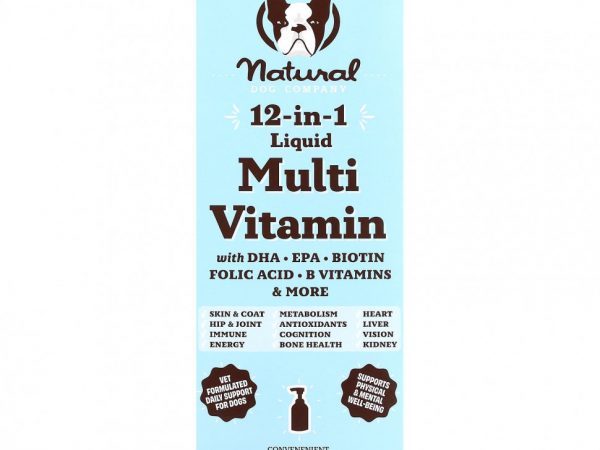 Natural Dog Company, Жидкие мультивитамины 12 в 1 для собак, для всех возрастов, 473 мл (16 жидк. Унций)
