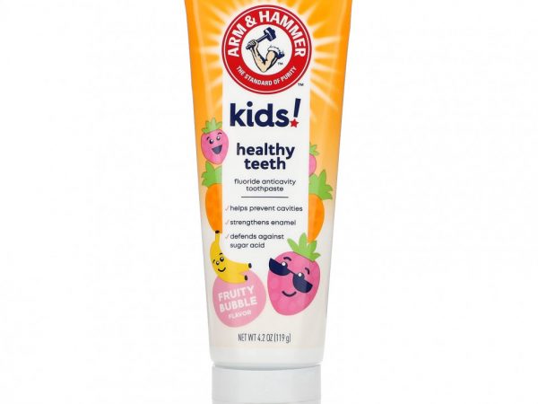 Arm & Hammer, Kids Healthy Teeth, зубная паста с фтором, против кариеса, 2 года + фруктовые пузырьки, 119 г (4,2 унции)
