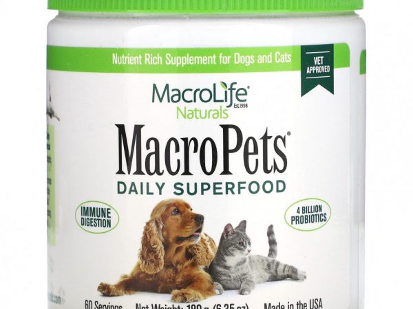 Macrolife Naturals, MacroPets, ежедневный суперфуд, для собак и кошек, 180 г (6,35 унции)