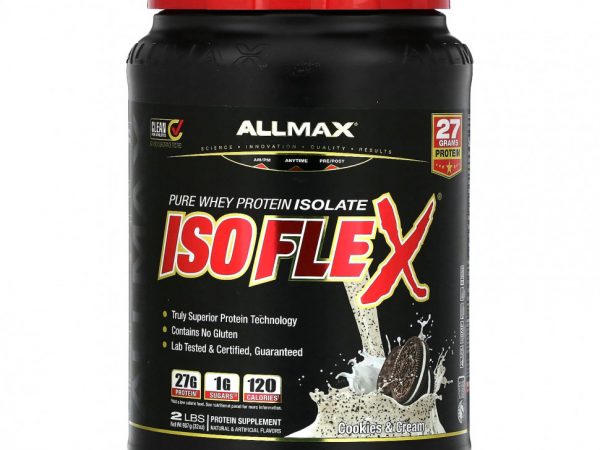 ALLMAX, Isoflex, изолят сывороточного протеина, печенье и сливки, 907 г (2 фунта)