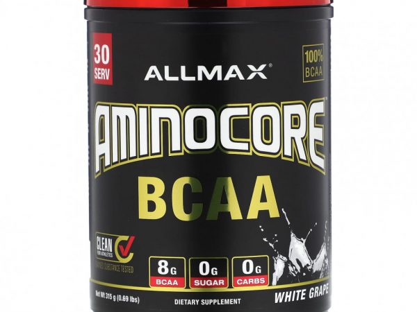 ALLMAX, AMINOCORE BCAA, белый виноград, 315 г (0,69 фунта)