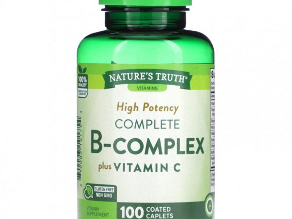 Nature's Truth, Высокая эффективность, полный комплекс витаминов группы B и витамин C, 100 капсул, покрытых оболочкой