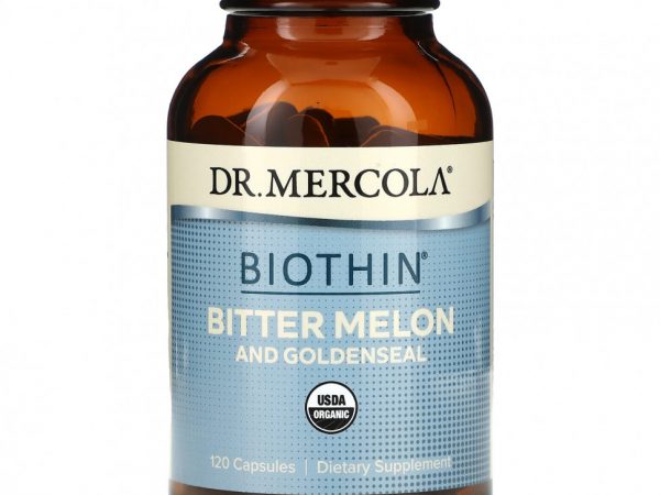 Dr. Mercola, Biothin, горькая дыня и желтокорень, 120 капсул