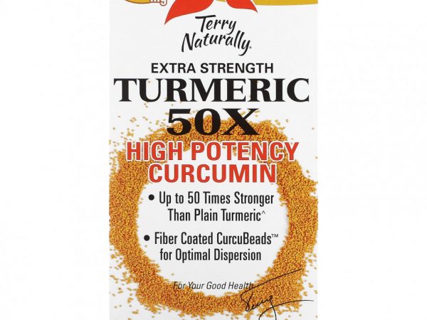 Terry Naturally, Extra Strength Turmeric 50X, высокоэффективный куркумин, 1000 мг, 60 капсул