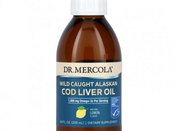 Dr. Mercola, Жир печени дикой аляскинской трески, лимон, 200 мл (6,8 жидк. Унции)