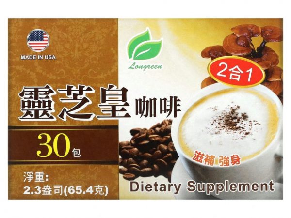 Longreen, 2 в 1, кофе с рейши, 30 пакетиков по 65,4 г (2,3 унции)