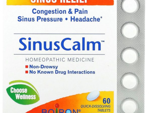 Boiron, SinusCalm, Sinus Relief, без добавок, 60 быстрорастворимых таблеток
