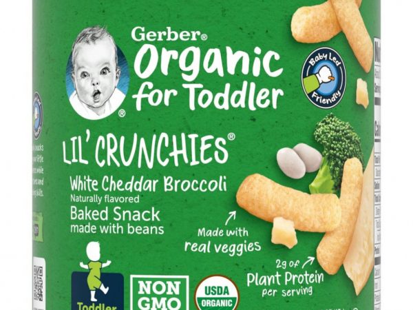 Gerber, Lil' Crunchies, от 12 месяцев, органические палочки, белый чедер и брокколи, 45 г (1,59 унции)