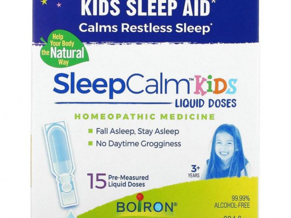 Boiron, Kids, SleepCalm, жидкие дозы, для детей от 3 лет, без мелатонина, 15 предварительно отмеренных жидких доз, по 1 мл (0,034 жидк. Унции)