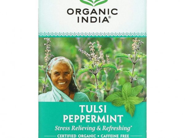Organic India, чай с тулси и перечной мятой, без кофеина, 18 пакетиков, 30,6 г (1,08 унции)