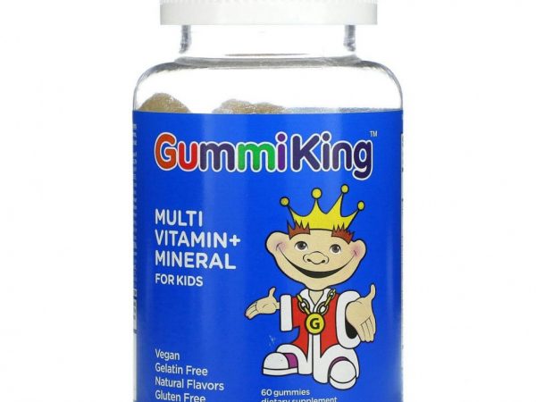 GummiKing, мультивитамины и микроэлементы для детей, со вкусом клубники, апельсина, лимона, винограда, вишни и грейпфрута, 60 жевательных таблеток