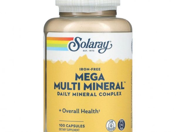 Solaray, Mega Multi Mineral, Без железа в составе, 100 капсул