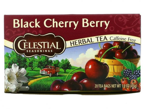 Celestial Seasonings, Травяной чай, Черная вишня, без кофеина 20 чайных пакетиков, 1.6 унции (44 г)